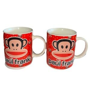 Paul Frank Mug Monkey Red 12oz Classic Ceramic Collection 2025 Set Of 2  NEW‎